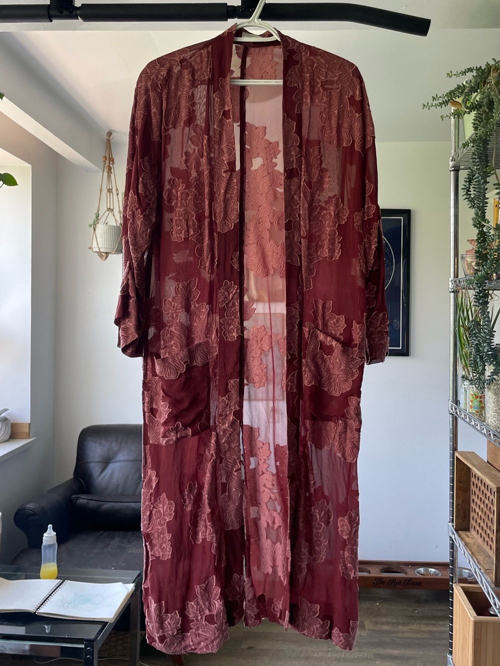 Wilfred x Aritzia Sheer Floral Longline Kimono Robe